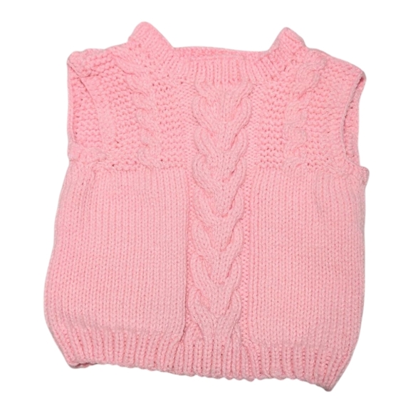 Baby Cable Knit Sweater Vest. Pink - Picture 5 of 6